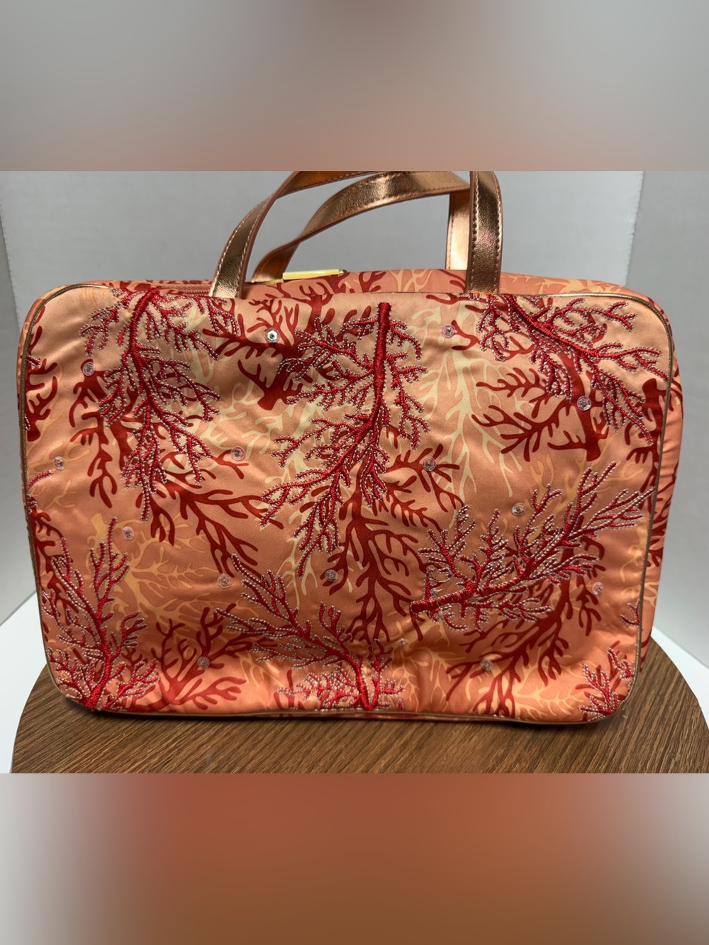 Bath & Body Works Orange Coral Scene Travel Full Zip Up Toiletry Bag Case